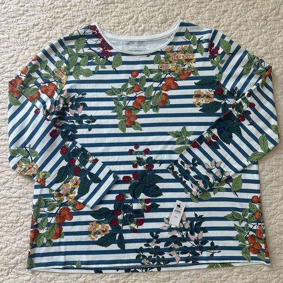 Talbots Tops - Talbots Tee Shirt Top Women's Plus 2XP Sleeve 3/4 Top Cotton Stretch Floral NWT